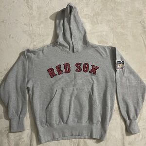 Majestic Boston Red Sox 2007 WS Champions Logo Hoodie Mens Size L Heather Gray